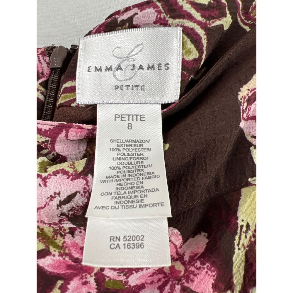 Emma James Floral Skirt Womens Petite 8 Brown Pink Handkerchief Hem Midi Lined - Picture 2 of 8